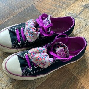 Converse Black and Purple Sneakers Classic Low-Top Design